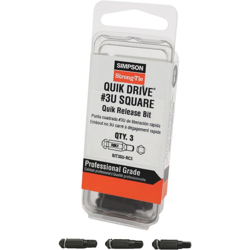 Quik Drive Undersized Square Recess #3 Screwdriver Bit Pack