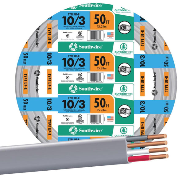 Southwire 50 Ft. 10 AWG 3-Conductor UFW/G Wire