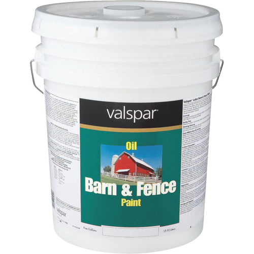 Valspar Oil Paint & Primer In One Low Sheen Barn & Fence Paint, White, 5 Gal.