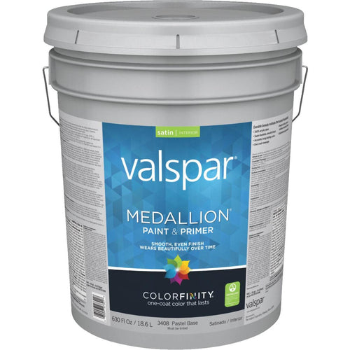 Valspar Medallion 100% Acrylic Paint & Primer Satin Interior Wall Paint, Pastel Base, 5 Gal.