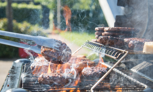 Burgers on grill