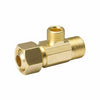 Brass Supply Stop Extender Tee, 3/8-In. Female Compression x 3/8-In. Male Compression x 1/4-In. Male Compression