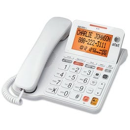 Phone Answering System With Large Display, Corded, White