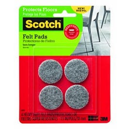 Felt Furniture Pads, 1.5-In. Round, Gray, 4-Ct.