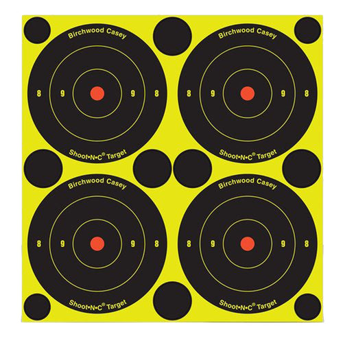 Birchwood Casey 34550 Shoot-N-C  Self-Adhesive Paper 6 Bullseye Yellow Target Paper w/Black Target & Red Accents 60 Per Pack