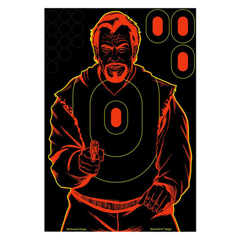 Birchwood Casey 34645 Shoot-N-C Bad Guy Self-Adhesive Paper 12 x 18 Silhouette Black Target Paper w/Black Target & Red Accents 5 Per Pack