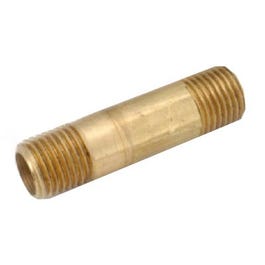 Pipe Fitting, Yellow Brass Nipple, Lead-Free, 1/4 x 1-1/2-In.