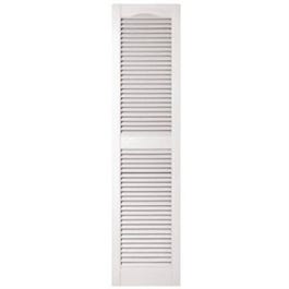 15 x 60-In. White Louvered Shutters, Pair