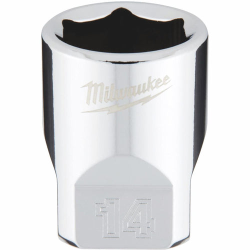 Milwaukee 1/4 In. Drive 14 mm 6-Point Shallow Metric Socket with FOUR FLAT Sides