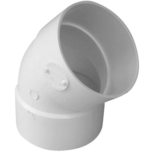 IPEX Canplas SDR 35 45 Degree 3 In. PVC Sewer and Drain Elbow (1/8 Bend)