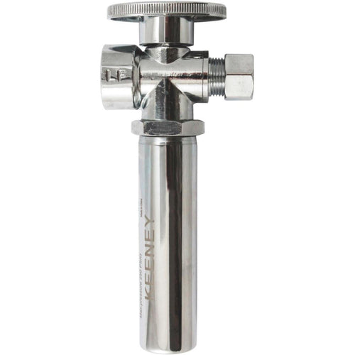 Keeney 1/2 FIP x 3/8 OD Chrome-Plated Brass Quarter Turn Straight Valve with Water Hammer Arrestor