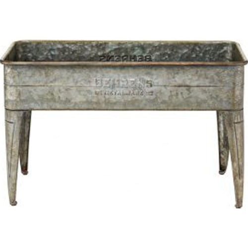 EMBOSSED AGED GALVANIZED PLANTER W/LEGS